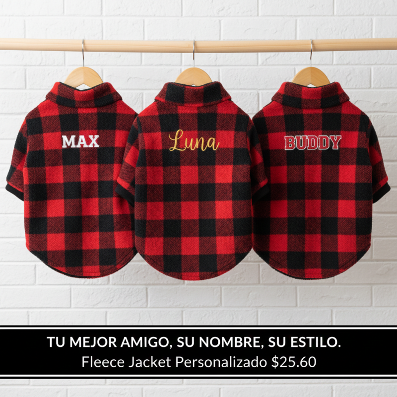 PREMIUM Personalized Pet Fleece Jacket | Custom Embroidered Name & Warm Microfleece | Adjustable Dog Coat for All Sizes